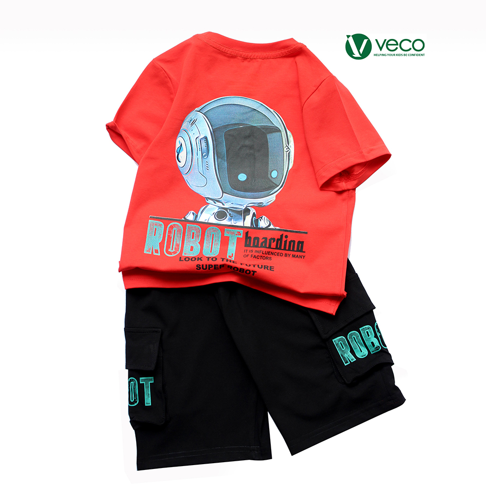 Xưởng may quần áo trẻ em xuất khẩu giá sỉ VECO-Quần áo bé trai-N223-02003 Bộ lửng thun-Mẫu